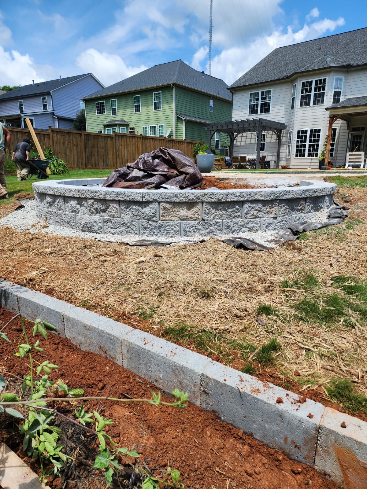 Hardscaping and retaining wall work, view 1